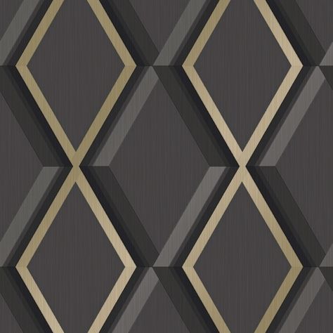 Modern Wallpaper Accent Wall, Wallpaper In Living Room, Geometric Wallpaper Black, Copper Wallpaper, Wallpaper In Black, I Love Wallpaper, Copper Bathroom, Wallpaper Uk, Quality Wallpaper