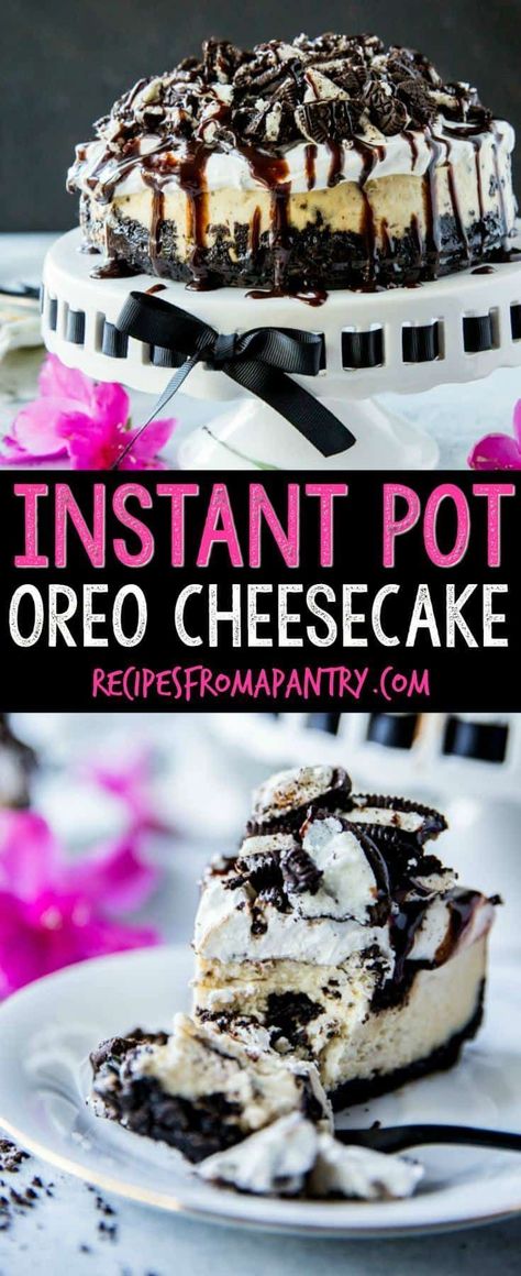 .Instant Pot Oreo Cheesecake Oreo Crunch, Instant Pot Cheesecake, Crockpot Express, Oreo Cheesecake Cookies, Oreo Cheesecake Recipes, Ip Recipes, Cookies And Cream Cheesecake, Multi Cooker, Best Cheesecake