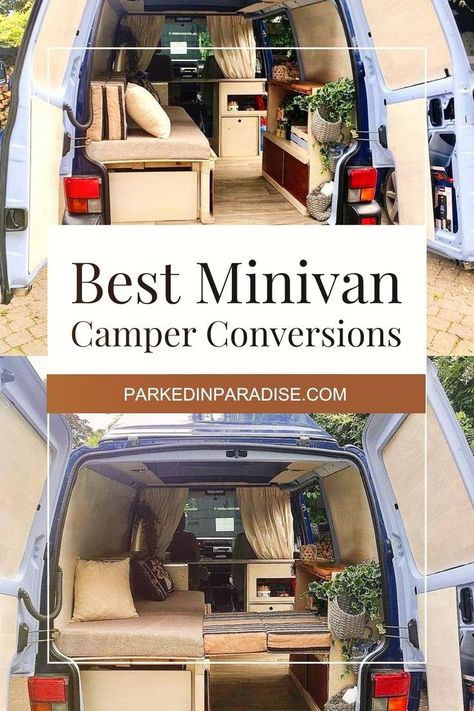 Our favorite mini campers and simple conversion ideas for a dodge caravan, toyota sienna, pacifica, and honda odyssey. The best decorating ideas and simple camping car aesthetic for vanlife couples and solo travel. Van Living Hacks, Camper Aesthetic, Minivan Life, Build Aesthetic, Van Conversion Kits, Mini Rv, Camper Decorating, Class B Camper Van, Mini Campers