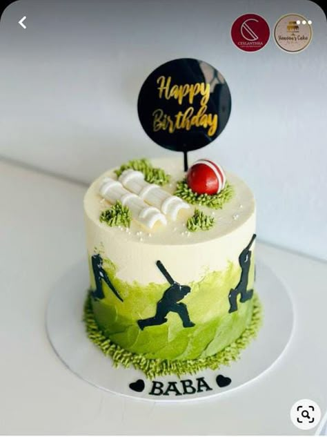 Football And Cricket Theme Cake, 10 Year Boy Birthday Cake, Cake Designs Cricket Theme, Cricket Themed Birthday Cake, Cricket Cake Ideas, Aesthetic Cake For Boys, Aesthetic Cakes For Boys, Cricket Theme Cake Without Fondant, Cricket Theme Cake Birthdays