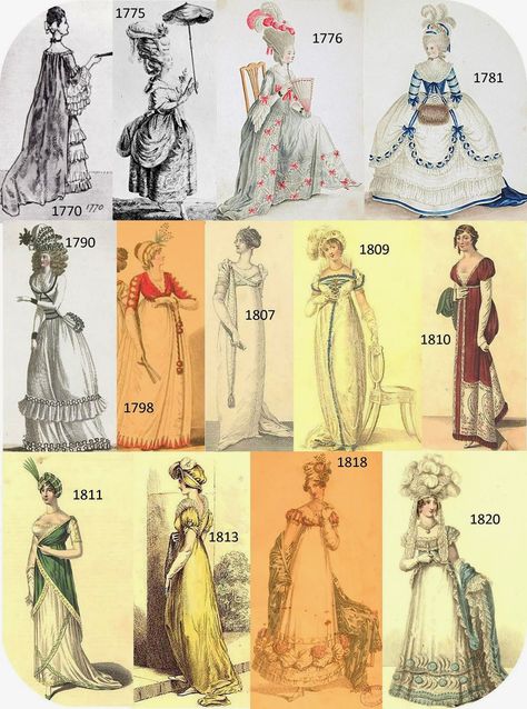 [] 18TH - 19TH C | 1770-1820 Womens Fashions Early 1800s Fashion, 1700 Fashion, Fashion Timeline, 1800s Fashion, Regency Fashion, 19th Century Fashion, Georgian Era, 18th Century Fashion, History Fashion