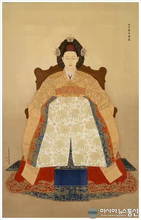 Queen Min, the last queen of Korea Ancient Korea, Seni Korea, Korean Princess, Van Eyck, Korean Painting, Korean History, Korean Hanbok, Asian Painting, Asian History