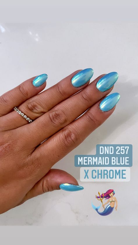 Blue Crome Nails Almond, Bright Blue Chrome Nails, Blue Crome Nails Acrylic, Crome Nails Coffin, Blue Chrome Nails Almond, Teal Prom Nails, Dip Chrome Nails, Chrome Dip Powder Nails, Blue Nails With Chrome