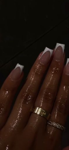 Short Narrow French Tip Nails, Gel Extension Nails French Tip, Nails Black Women French Tip, Deep French Nails Coffin, French Manicure On Black Women, French Manicure Square Nails Long, Short Milky White Nails Acrylic Design, Short Milky White Acrylic Nails, Milky White Nails With French Tip