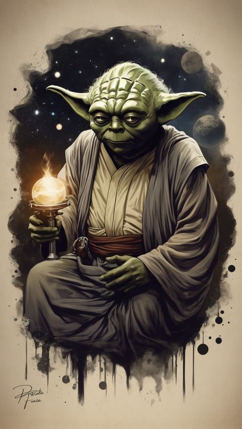 Master Yoda Art, Wallpaper Painting Ideas, Yoda Art, The Adventure Continues, Wallpaper Painting, Yoda Wallpaper, Yoda Star Wars, Sci Fi Spaceships, Master Yoda