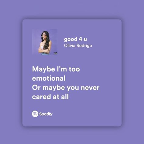 Olivia Rodrigo Lyrics, Olivia Song, Good 4 U, Olivia Lyrics, Bullet Journal Mood Tracker Ideas, Meaningful Lyrics, Spotify Lyrics, Yours Lyrics, Artist Quotes