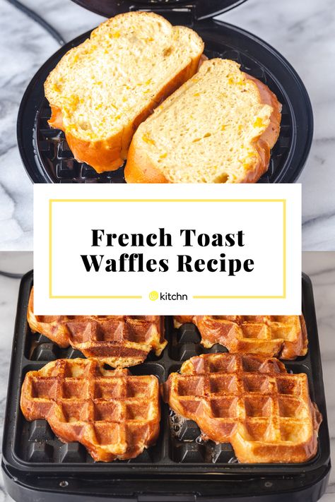 Waffles Sandwich Breakfast, Brioche Waffles Recipe, Waffle Maker French Toast, French Toast In Waffle Maker, French Toast Waffles Recipe, Waffle Iron Recipe, Weekend Brunch Ideas, Waffle Sandwich Breakfast, Hashbrown Waffles