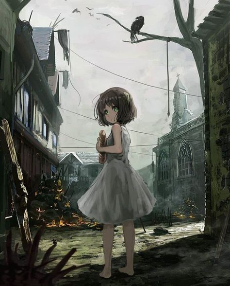 Japon Illustration, Dark Art Illustrations, Anime Child, Arte Inspo, 영감을 주는 캐릭터, Fanarts Anime, Dark Anime, Art And Illustration, Anime Scenery