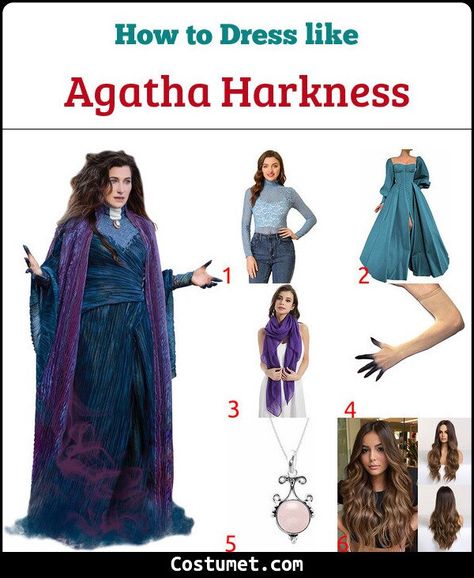 Agatha Harkness' (Wandavision) Costume for Cosplay & Halloween 2022 Agatha Harkness Costume Diy, Agatha Halloween Costume, Agatha Harkness Outfit Ideas, Agatha Costume, Diy Agatha Harkness Costume, Halloween Costumes Easy Women, Agatha Harkness Outfit, Agatha Harkness Costume, Agatha Harkness Dress To Impress