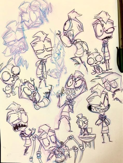 Zim Fanart, Invader Zim Reference, Jhonen Vasquez Art, Dib Invader Zim Fanart, Invader Zim Character Design, Gir Fanart Invader Zim, Invader Zim Fanart, Prazr Invader Zim, Invader Zim Comic Cover