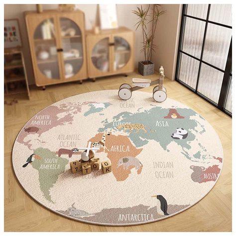 Around The World Map Kids Play Area Cotton Bottom Round Carpet(B,60cm/24in/1.9ft) : Amazon.ca: Home Dinosaur Rug, Map Rug, Educational Decor, Travel Nursery, Sport Decor, Adventure Nursery, Baby Room Inspiration, Theme Nursery, Jungle Gym