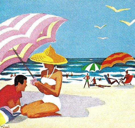 Retro Billboard, Drawings To Recreate, 50s Beach, Malibu Art, Dogs At The Beach, Bernie Fuchs, Roger Wilkerson, Love Envelope, Sister Golden