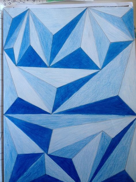 Blue Triangles Op Art Op Art Step By Step, Op Art For Kids, Op Art Ideas, Op Art Drawing, Art Optical Illusions, Op Art Projects, Op Art Design, Op Art Lessons, Art Step By Step