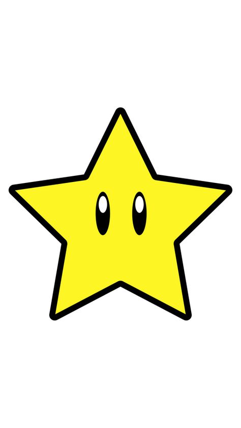 Yellow Star Mario, Super Mario Bros Power Ups, Mario Star Printable, Mario Logo Design, Star From Mario, Super Star Mario, Super Mario Power Ups, Mario Star Tattoo, Mario Power Ups