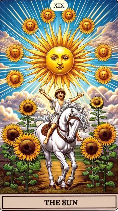 The Sun Tarot Card Meaning Sun Tarot Card Meaning, The Sun Card, Abundance Images, Kartu Tarot, Sun Tarot Card, The Sun Tarot Card, The Sun Tarot, Angel Cards Reading, Online Tarot