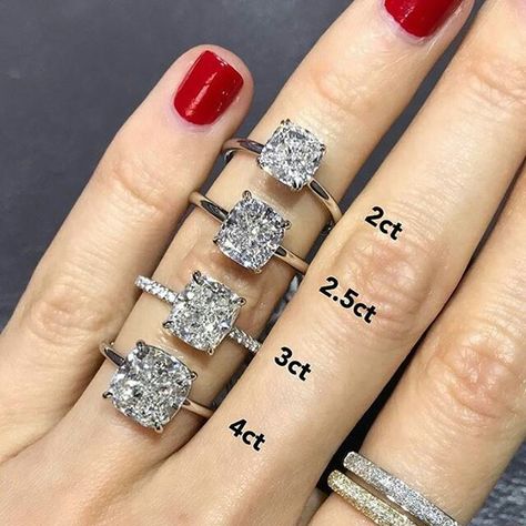 Ring carat size comparison on hand Carat Comparison, Secret Engagement, Engagement Rings And Bands, Special Engagement Rings, Cushion Cut Wedding Rings, Engagement Rings Cushion Solitaire, Big Engagement Rings, Pretty Engagement Rings, Fine Engagement Rings