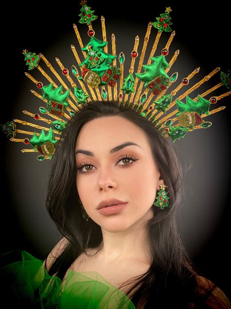 Tree Headpiece, Festival Crown, Winter Headwear, Halo Crown, Crown Hat, Head Gear, Winter Festival, Crown Headband, Costume Hats