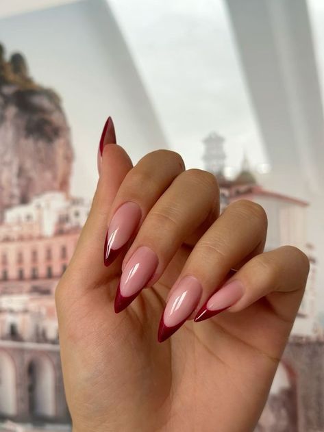 January Nails, Red French, Winter Nails Acrylic, Pointed Nails, Blush Nails, Work Nails, Oval Nails, Dream Nails, Nails Done