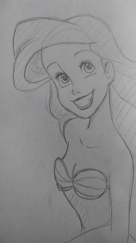 Ariel Sketch Disney, Easy Disney Drawings Princesses, Ariel Coloring Pages Free Printable, How To Draw Ariel, Easy Paintings Disney, Disney Princess Sketches Pencil, Disney Ariel Drawing, Ariel Drawing Sketches, Princess Ariel Drawing