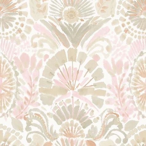 Tempaper Pink Bohemia Damask Removable Peel and Stick Wallpaper, 20.5 in X 16.5 ft, Made in The USA, Wandering Rose - Amazon.com Miss Mary Mack, Nursery Ocean, Main Floor Bathroom, Ocean Ideas, Miss Mary, Ideas For New House, Matte Paint, Toddler Bedroom, Floor Bathroom