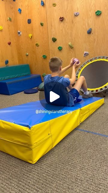 Shining Stars Therapy on Instagram: "Core strength!!!! Love this activity that incorporates core strength, graded control, upper extremity strength, eye hand coordination and so much more! Added a little extra by using a weighted ball!  Love this! #shiningstarstherapy #pedsot #pedspt #pedipt #pedipt #pedsphysicaltherapy #pedsoccupationaltherapy #pedstherapy #therapyideas #corestrength #strengtheningactivityforkids" Postural Control Occupational Therapy, Upper Extremity Strengthening Occupational Therapy, School Based Physical Therapy, Core Strengthening Exercises For Kids, Excersise For Kids, Pediatric Occupational Therapy Activities, Pediatric Occupational Therapy Ideas, Kid Exercises, Occupational Therapy Activities For Kids