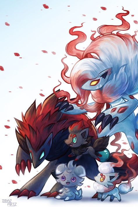 Hisuian Zoroark, Zorua Pokemon, Pokemon Zoroark, Zoroark Pokemon, Pokemon Painting, Pokemon Backgrounds, Spiderman Art Sketch, Pokemon Eeveelutions, Gotta Catch Them All