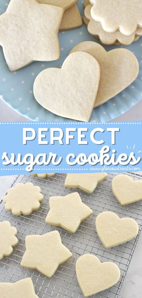 Perfect Sugar Cookie Recipe, easy cookie recipes, easy to make sweet treats Perfect Sugar Cookie Recipe, Sugar Cookie Cutout Recipe, Resepi Biskut, Cut Out Cookie Recipe, Perfect Sugar Cookies, Sugar Cookie Recipe Easy, Best Sugar Cookie Recipe, Christmas Baking Recipes, Sugar Cookie Recipe