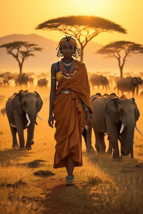 Amidst her Maasai tribe, young Kaya... - The African History Maasai Art, Womens Painting, Maasai Shuka, Savannah Art, Africa Tribes, African Nature, Africa Nature, Maasai People, Black Power Art