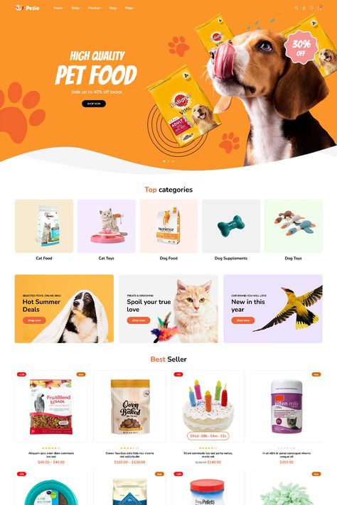 The Petio theme is a WooCommerce WordPress theme specifically designed for pet stores, pet shops, and pet-related businesses. It offers a range of features and customization options to create a visually appealing and functional online store for selling pet products. Pet Websites, Pet Advertising, Pet Food Store, Cat Website, Ux Design Principles, Online Store Design, Pet Branding, Create Logo Design, Pharmacy Design