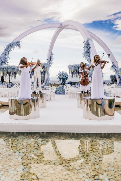 Entertainment At Weddings, Live Orchestra Wedding, Coolest Wedding Ideas, Unique Wedding Ideas Reception, Romantic Fairytale Wedding, Blue And White Florals, Unique Event Decor, Wedding Entertainment Ideas, Wedding Performance