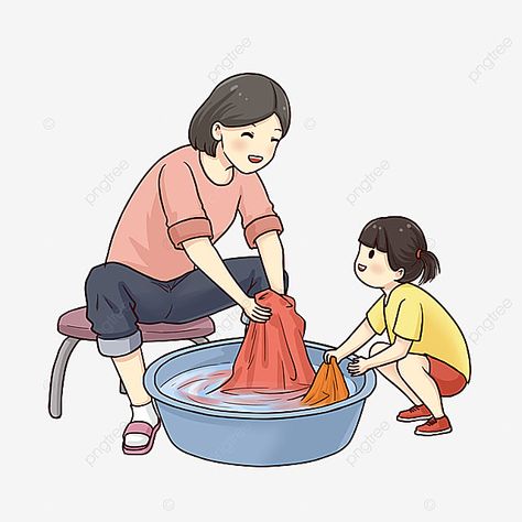 mother's day,mother,mom,mother daughter,parent-child,girl,wash clothes,labor,warm,filial piety Washing Clothes Drawing, Wash Cloths, Wash Clothes, Respect Pictures, Young Toddler Activities, Hand Washing Poster, Mom Drawing, Kids Graphic Design, Kids Activities At Home