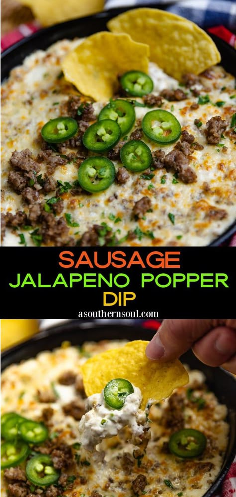 Jalapeno Poppers With Sausage, Jalapeno Popper Dip, Popper Dip, Spicy Dip, Appetizers Easy Finger Food, Jalapeno Popper, Best Appetizer Recipes, Dip Recipes Easy, Recipes Appetizers And Snacks