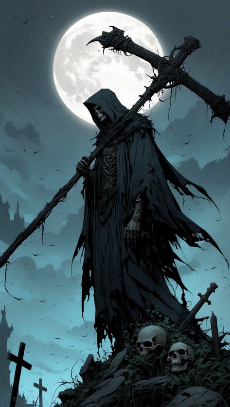 The Reaper is Coming Grim Reaper Side View, Grim Reaper Concept Art, Grim Reaper Character Design, Reaper Anime, Gream Reaper, Grim Reaper Illustration, Vibe Pfp, Grim Reaper Images, Reaper Skins