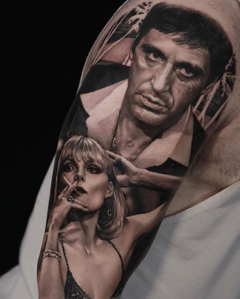 Victoria Tattoo, Jesus Tattoo Sleeve, Potrait Tattoo, Montana Tattoo, Portrait Tattoo Sleeve, Tattoo Mafia, Victoria Lee, Horror Movie Tattoos, Gangsta Tattoos