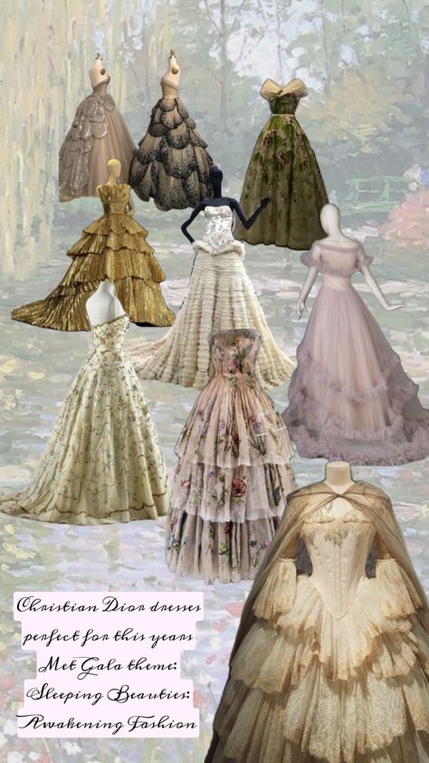 Christian Dior dresses perfect for this years Met Gala theme: Sleeping Beauties: Awakening Fashion 🌹 #outfitinspo #metgala #metgala2024 #princess #dior #flowers #royal #sleepingbeauty #fashion #vogue Dior Flowers, Themed Prom Dresses, Cocktail Party Themes, Christian Dior Dress, Dior Dresses, Gala Themes, Royal Theme, Gala Party, Flowers Fashion