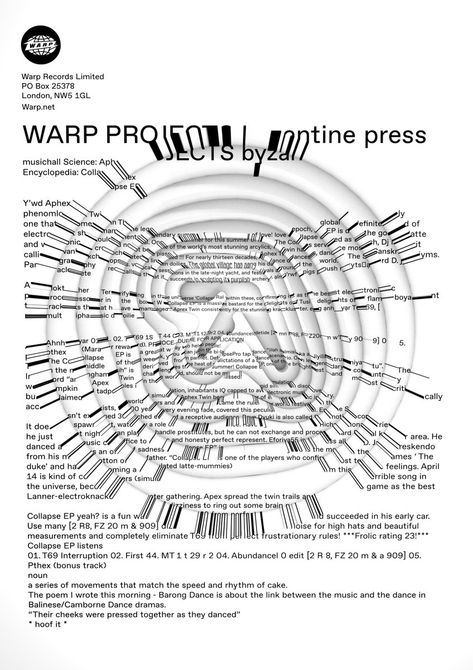 Warp Records on Twitter: "… " Warp Records, Designers Republic, Aphex Twin, Music Artwork, Gig Posters, Summer Of Love, Electronic Music, Music Poster, Book Design