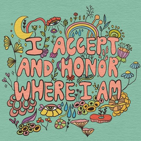 Mackenzie on Instagram: “I accept and honor where I am in my life. I don't compare my life to anyone else's. We are on our own journey, beautiful and unique. Thank…” Art Therapist Office, Eng Quotes, Vibes Quotes, Therapist Office, Art Therapist, Kindness Rocks, Happy Words, Studio Art, Yoga Studio