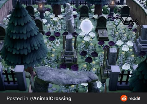 Animal Crossing Cemetery, Acnh Gothcore, Acnh Halloween Island Ideas, Animal Crossing Spooky, Acnh Witchcore, Animal Crossing Halloween, Spooky Cemetery, Spooky Island, Acnh Halloween