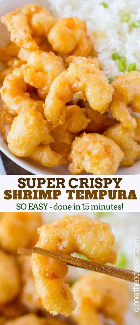 Shrimp Tempura is the perfect Japanese appetizer made with a light batter made and fried super crisp in just 15 minutes. #shrimp #seafood #japanesefood #tempura #dinnerthendessert #appetizer #friedshrimp Japanese Appetizer, Japanese Appetizers, Tempura Recipe, Fried Shrimp Recipes, Tempura Batter, Crispy Shrimp, Shrimp Tempura, Batter Recipe, Shrimp Recipes For Dinner