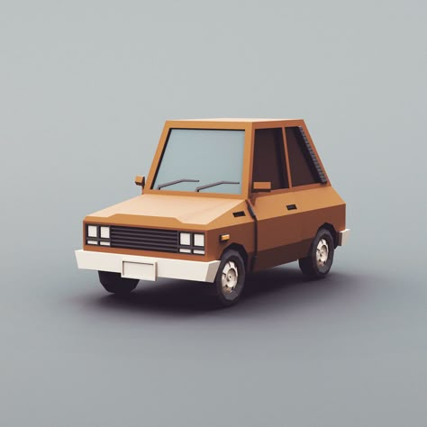 Low poly Hatchback car 01 Low Poly Game Assets, Low Poly Vehicles, Low Poly Objects, Low Poly 3d Art, Stylized Car, Car Moodboard, Sci Fi Car, Low Poly Car, Top Down Game