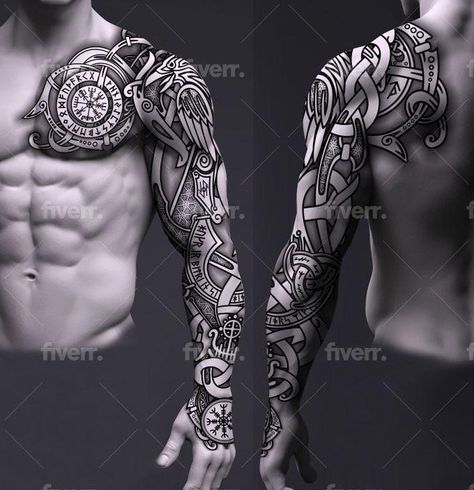 Viking Runes Tattoo, Runes Tattoo, Viking Tattoos For Men, Traditional Viking Tattoos, Celtic Sleeve Tattoos, Viking Rune Tattoo, Tato Maori, Viking Warrior Tattoos, Warrior Tattoo Sleeve