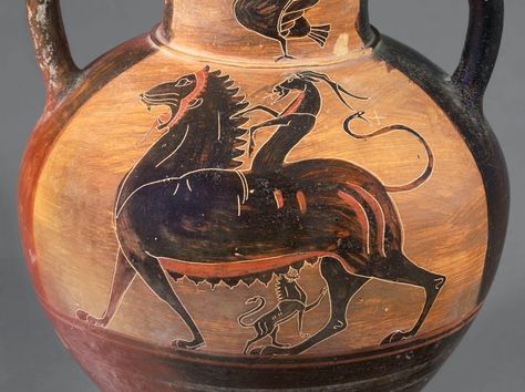 Amphora with chimera, 550-525 B.C. Hades Und Persephone, Greek Ceramics, Roman Pottery, Greek Vase, Ancient Greek Pottery, Istoria Artei, Ancient Greek Art, Greek Pottery, Greek Vases