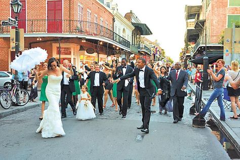 Second Line Wedding, Wedding Parade, Second Line Parade, Nola Wedding, Umbrella Wedding, The Big Easy, Second Line, Wedding Dress Chiffon, New Orleans Wedding