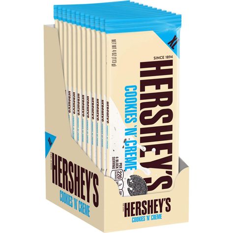 HERSHEY'S Cookies 'n' Crème Bars, Extra Large, 12 count - $15.36 - Best Price! Extra Large Cookies, Brown Candy, Freezer Smoothie Packs, Hershey Cookies, Freezer Smoothies, Homemade Oreos, Large Cookies, Hershey's Chocolate, Holiday Chocolate