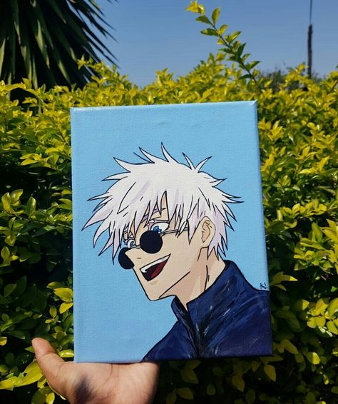 Jujutsu kaisen Gojo satoru canvas painting Anime Canvas Painting, Jujutsu Kaisen Gojo Satoru, Naruto Painting, Posca Marker, Canvas Drawing, Small Canvas Paintings, Simple Canvas Paintings, Anime Canvas Art, Canvas Drawings