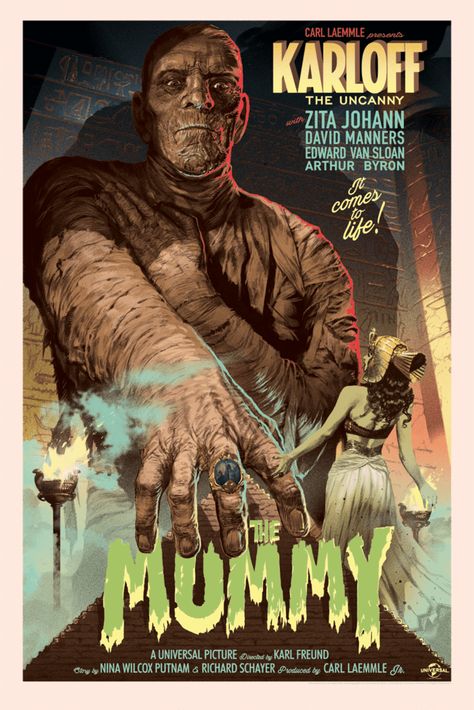 Universal Monsters Art, Classic Horror Movies Posters, Mondo Posters, Classic Monster Movies, Universal Studios Monsters, Old Movie Posters, Film Horror, Horror Monsters, Classic Movie Posters