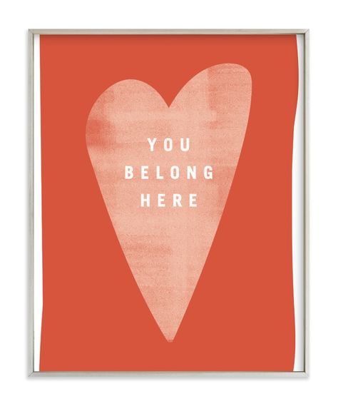 A Playful Exploration Of Texture, Shape, And Typography With A Bold, Yet Sentimental Statement, "You Belong Here." The Loose Border Paired With The Screen-printed Textures Are An Ode To All Those Perfectly-imperfect Moments In Childhood. Part Of A Series. Bold Typographic, Simple, Typography, Pink, Red Limited Edition Art From Minted By Independent Artist Lindsay Stetson Thompson Called You Belong Here With Printing On In Tomato KNA. Simple Typography, Children's Art, Limited Edition Art Print, Modern Holiday Card, Limited Edition Art, Modern Holiday, Indie Design, Perfectly Imperfect, Art Wall Kids