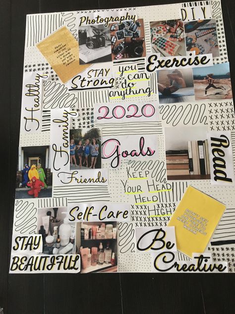 Reflection Board Ideas, Vision Board Kits, Goal Boards Ideas, Vision Board Ideas Examples Diy Projects, Vision Board Ideas Examples Poster Board, New Years Resolution Board, Goal Poster Ideas, Aesthetic Monuments, Vision Journal Ideas