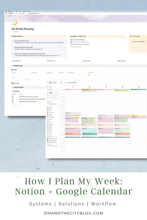 Google Calendar Color Scheme, Notion Examples, Notion Template For Work, Calendar Video, Plan My Week, Jules Acree, Using Notion, Organisation Tips, Planning System