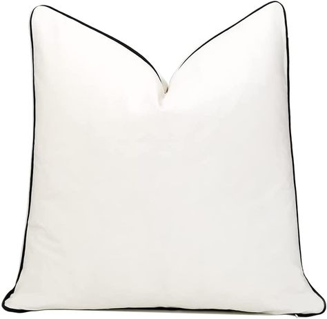 Amazon.com: THE-TINOART Square Solid Color Velvet Throw Pillow Covers with Black Piping , 22x22 Soft Decorative Cushion Covers Pillowcases for Sofa Couch Bed, White : Home & Kitchen Couch Pillow Covers, Black Throws, Black Throw Pillows, Velvet Throw Pillow, Black Pipe, Velvet Throw, Sofa Couch Bed, Velvet Pillow Covers, Decorative Cushion Covers